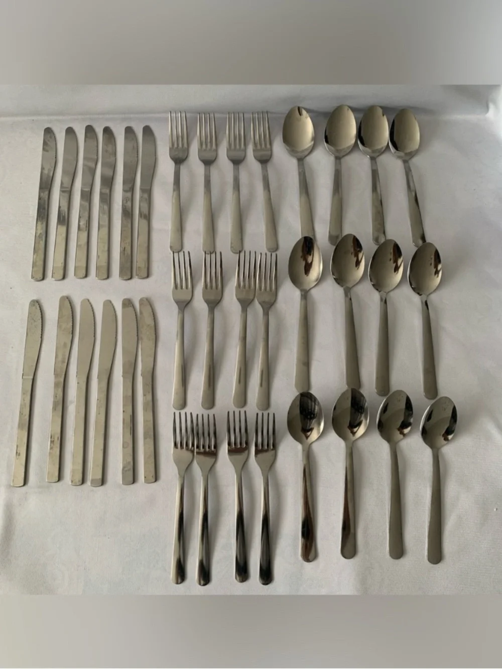 Lot of 36 Stainless Steel Silverware12 Spoons Forks Knives Flatware Picnic Party